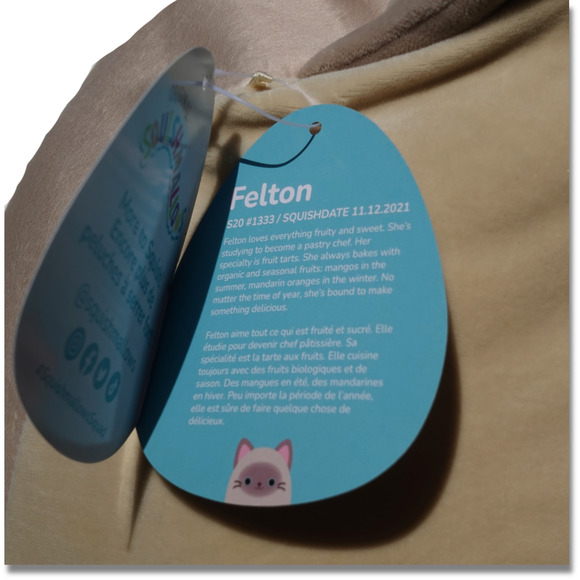 NWT Squishmallow Soft Cuddly Felton Cat Kitten Blue Eye Grey Jumbo Size 20 Inch - Picture 9 of 11